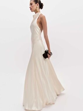 Reformation ROY Satin Wedding Dress Halter Gown - Fior Di Latte - with tags - 8